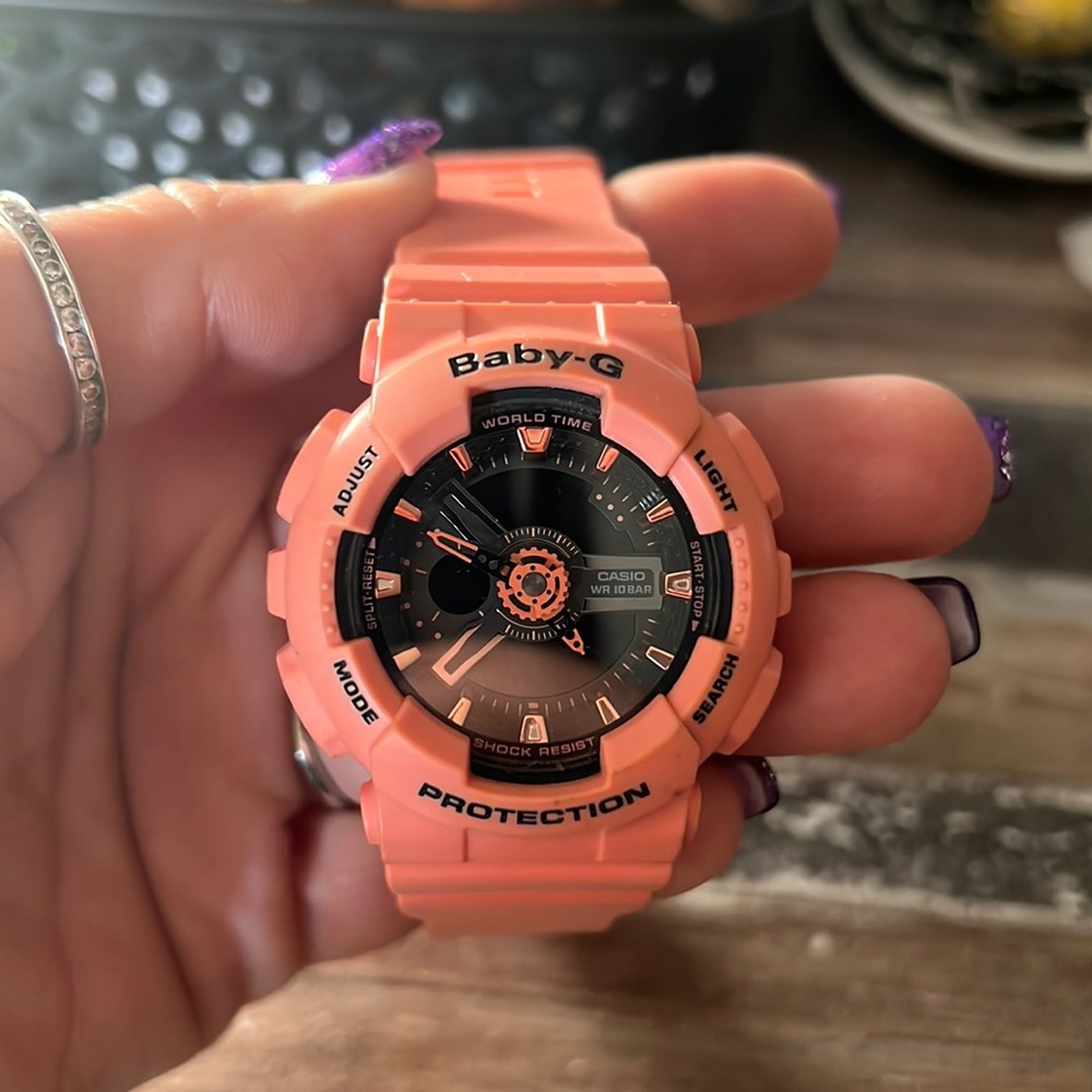 Women’s lightly used Coral Casio Baby G shock watch